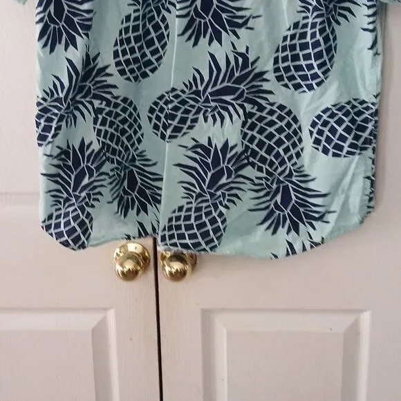 Old Navy Classic slim fit pineapple print button down causal shirt Sz XXL - Picture 6 of 7
